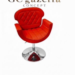 Kuaför Saç Kesim Koltuğu - Kırmızı Tepsi ayak metal gazella concept