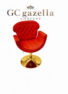 Kuaför Saç Kesim Koltuğu - Kırmızı Tepsi ayak sarı gazella concept