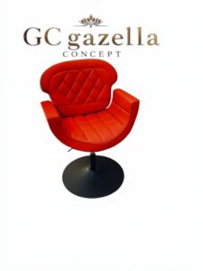 Kuaför Saç Kesim Koltuğu - Kırmızı Tepsi ayak siyah gazella concept